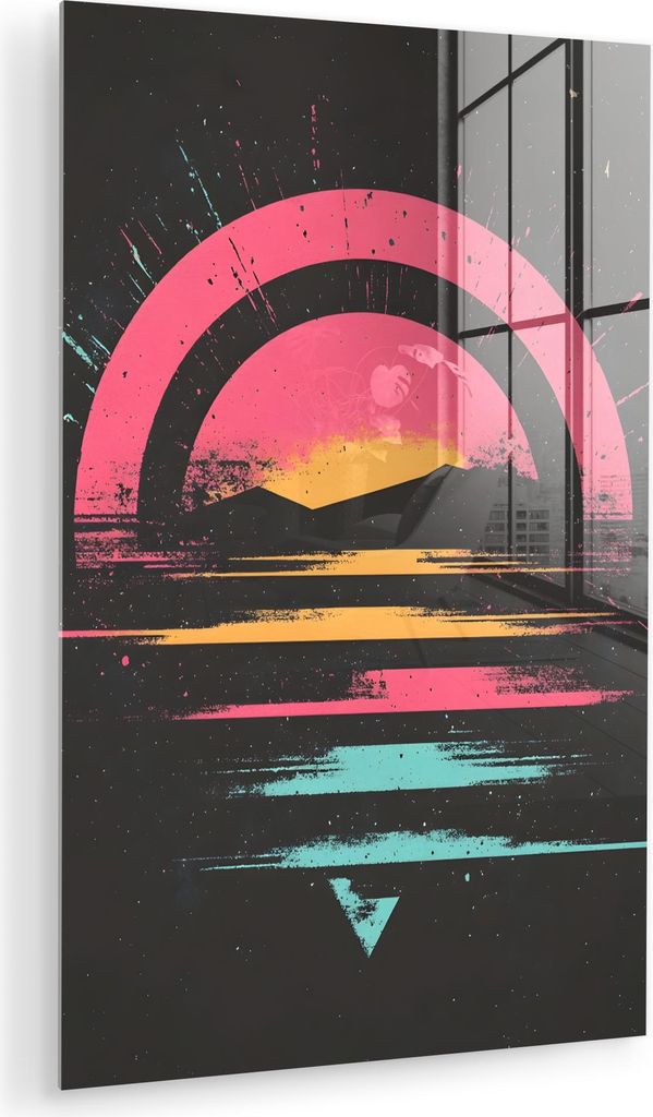 MuchoWow Glasbilder - Bilder auf Wandbild - Foto auf Glas Kreis - Abstrakt - Rosa 40x60 cm Wanddekoration aus Glas - Acrylglasbild - Acrylbilder - ...