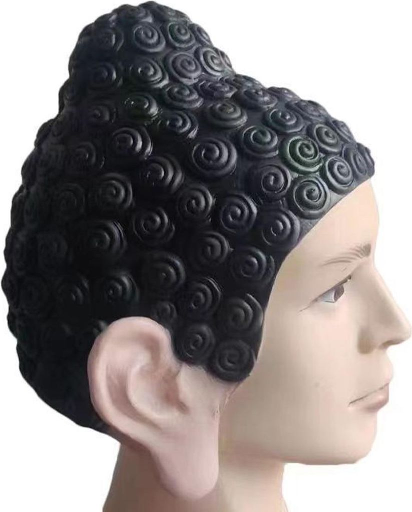Halloween-Kopfbedeckung, Badekappen aus Latex, rutschfest, flexibel, in Buddha-Form, hält das Haar trocken, schützt Ohren und Haare für Erwachse...