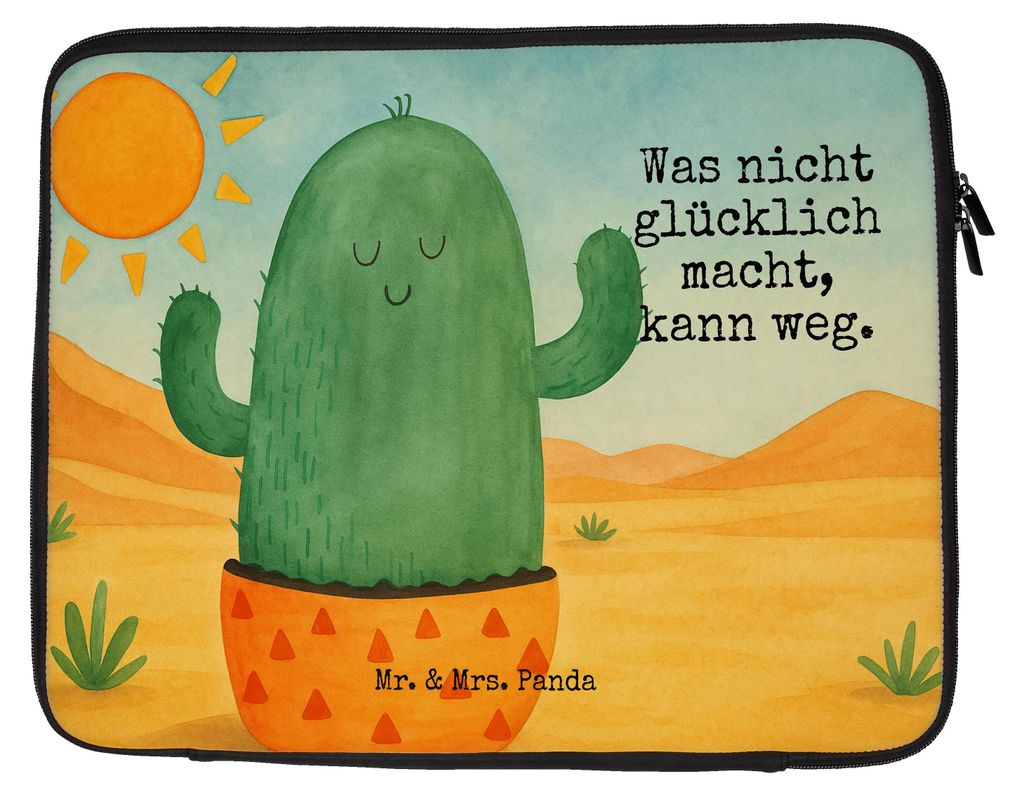Mr. & Mrs. Panda Laptop Tasche Kaktus Sonne Design 20 x 28 cm - Weiß - Geschenk, Hülle, Sonnenschein, Laptophülle, Notebook, Kakteen, Trennung, ...
