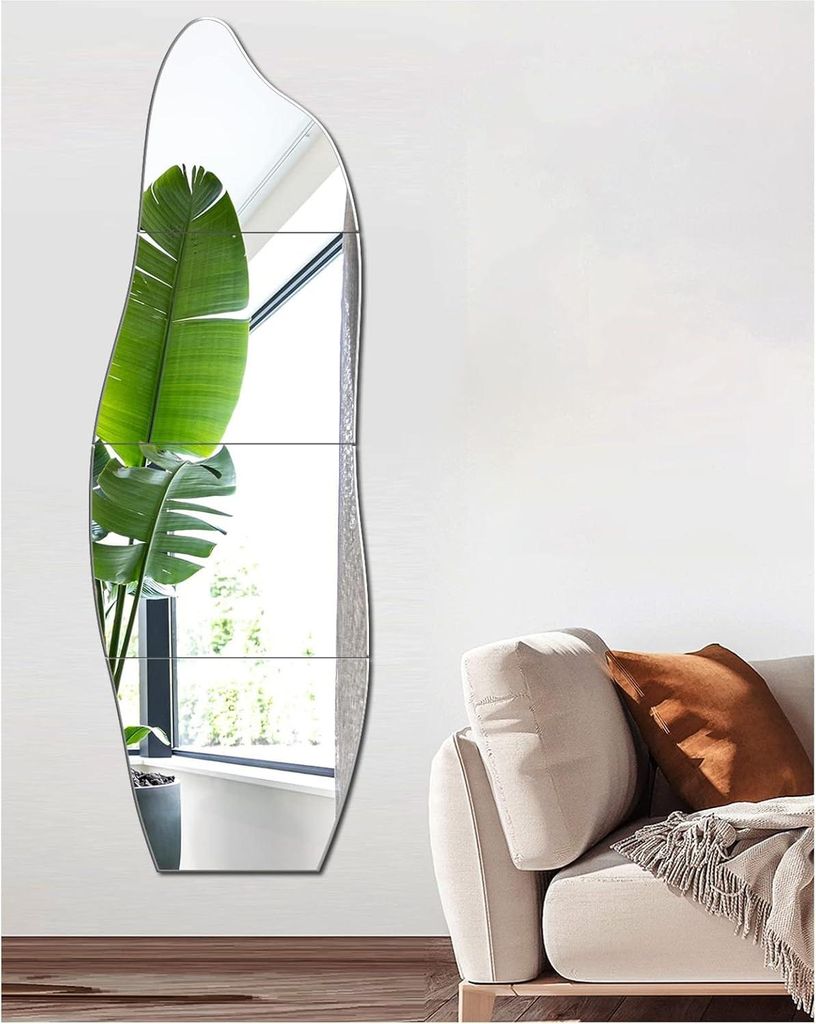 Selbstklebende HD Spiegelfliesen - Dekorativer Wandspiegel für die Schranktür im Wohnzimmer - Selbstklebender Fliesenspiegel - Wandaufkleber Wand...