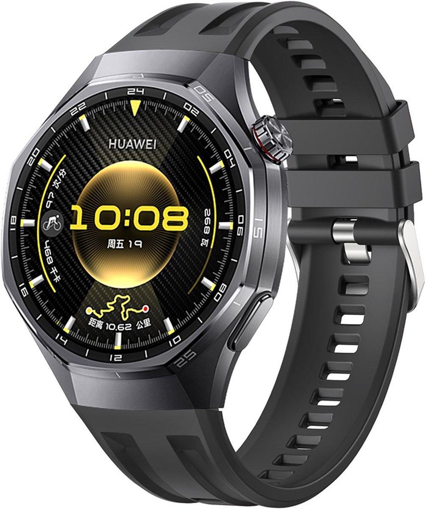 FFO2World nahtloses Silikonarmband für Huawei Watch GT 6 Pro, speziell entwickelt, geometrisches Design, komfortabel, Schwarz