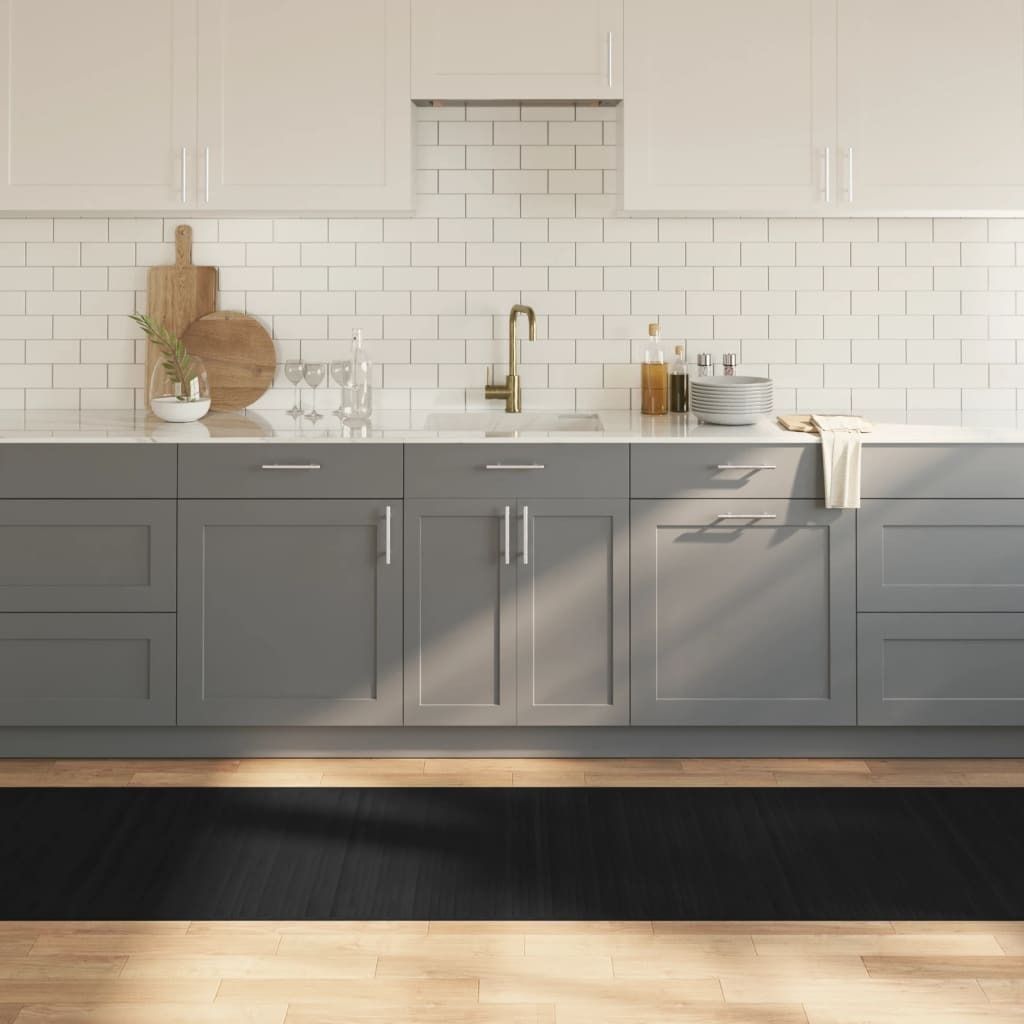 Möbel Teppich Rechteckig Schwarz 80x400 cm Bambus - Designerteppiche 376918