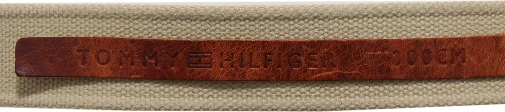 Cintura Uomo 1295AB Tommy Hilfiger Vintage Pelle e Tessuto Beige - 3