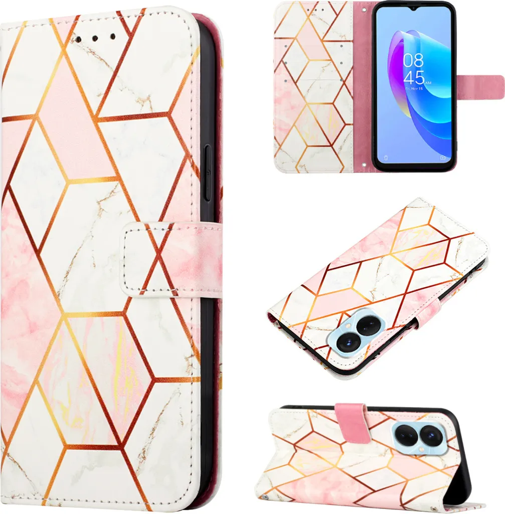 Custodia Tecno Spark 9 Pro Rose Gold - Marmo e Praticità Portafoglio