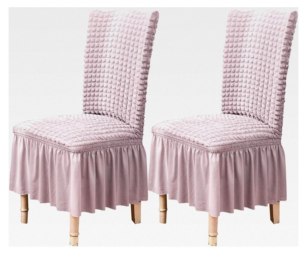 Stuhlhussen für das Esszimmer, Set von 2 Stretch-Stuhlbezügen mit Rock, abnehmbar und waschbar, Küchenstuhl-Schutzbezug-Set für Zuhause, Party,...