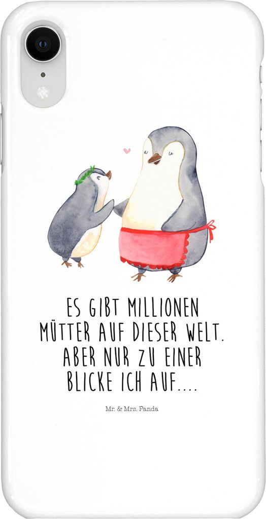 Mr. & Mrs. Panda Iphone XR Handyhülle Pinguin mit Kind - Weiß - Geschenk, Premium Kunststoff, Mama, Mom, Muttertag, Mutter, Vorbild, Handy Case