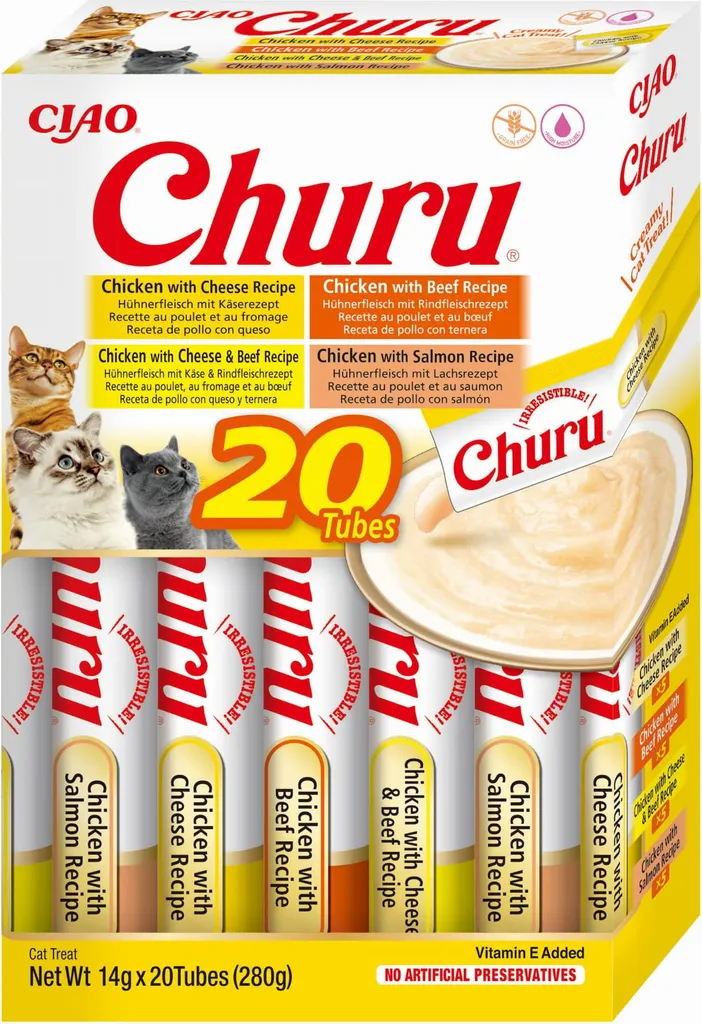 Inaba Churu Pollo e Manzo 20 Pezzi - Snack Gatto Ipocalorico e Sano