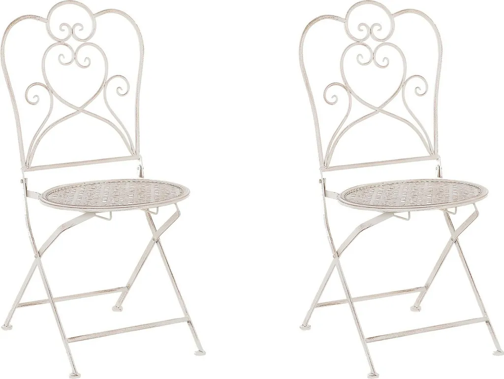 Beliani Lot de 2 Chaises de Jardin Pliantes en Métal Beige Style Rétro