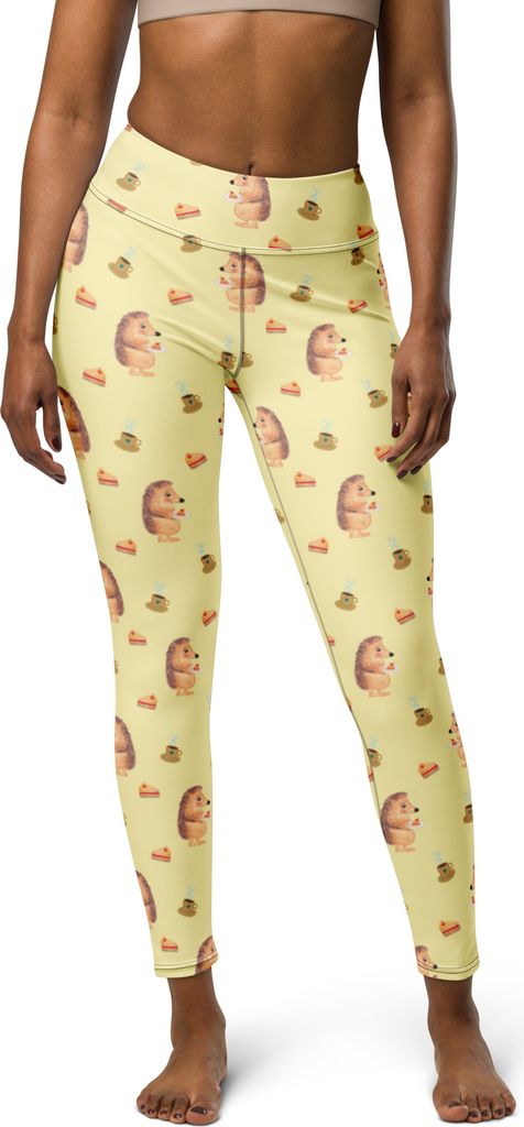 Mr. & Mrs. Panda Leggins Igel Kuchenstück Größe M - Gelb - Geschenk, Kuchen Backen, Yoga-Hose, Damen Sporthose, Geburtstagskuchen, Leggings, Spo...