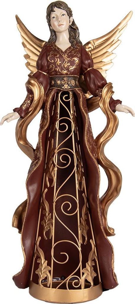 Clayre & Eef Dekorationsfigur Engel 20x15x45 cm Rot Kunststoff