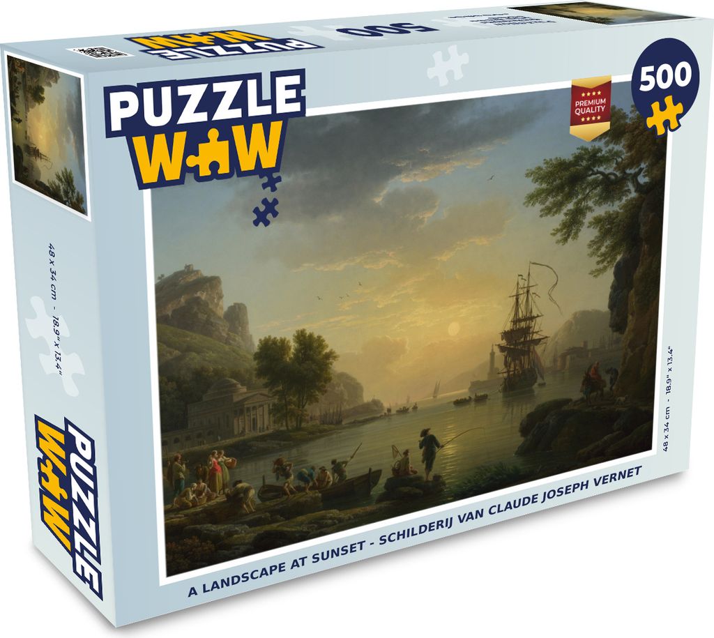 MuchoWow Puzzle 500 Teile Eine Landschaft bei Sonnenuntergang - Gemälde von Claude Joseph Vernet - 500 Teile - Kinder - Selberbauen - Puzzlespiele
