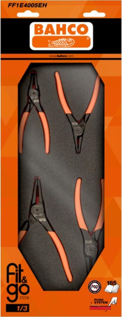 Bahco Fit&Go 1/3 Schaumstoffeinlage, Sicherungsringzangen-Satz - 4-tlg.