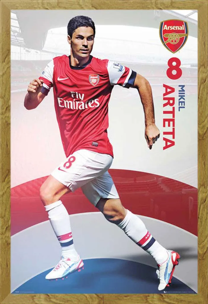 Idea Regalo Arsenal: Poster Arteta 12/13 Incorniciato Shinsuke® Rovere