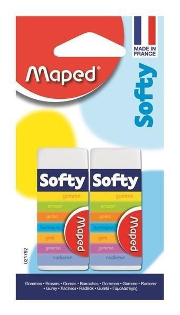 Maped - Bleistiftradierer Softy mittelgroß, Blister mit 2 Stück