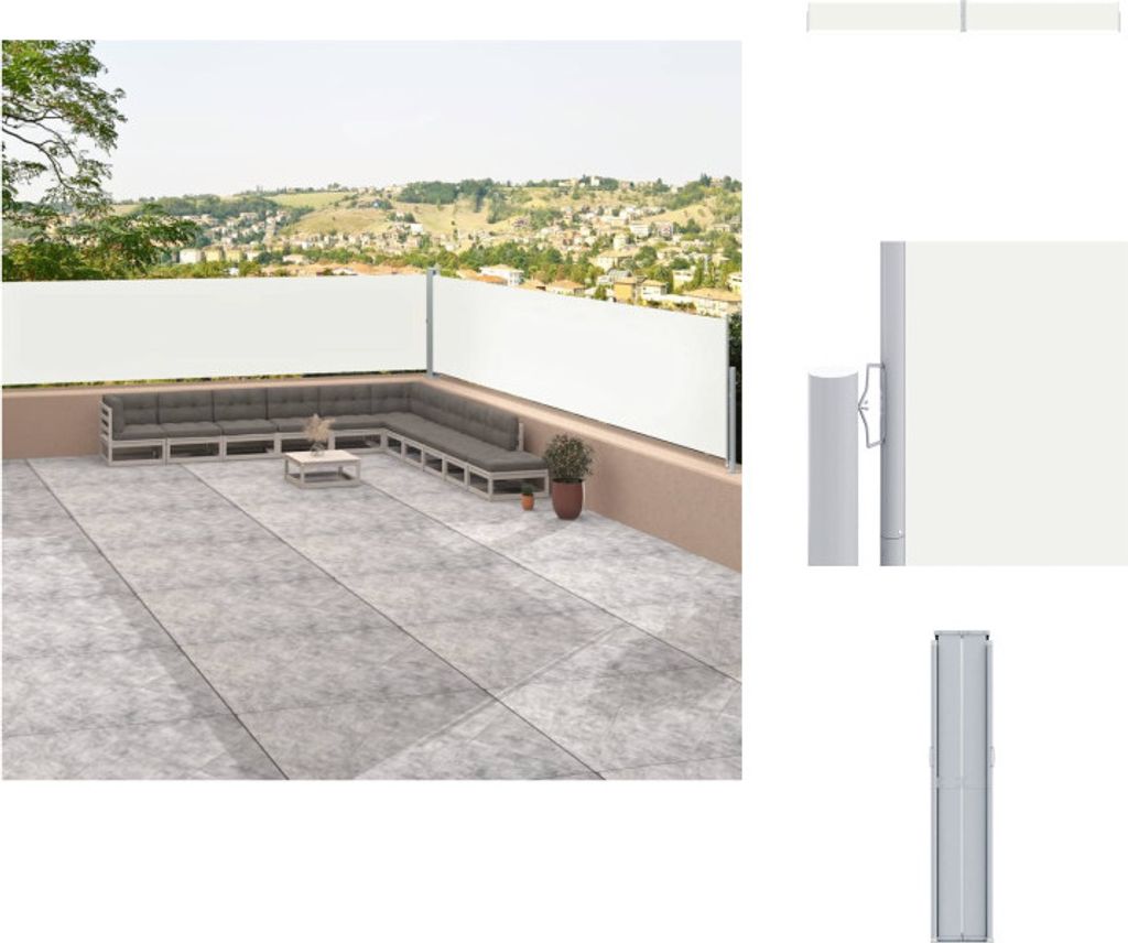 vidaXL Seitenmarkise Ausziehbar Creme 117x1200 cm - Sonnenschirme & Sonnenschutze