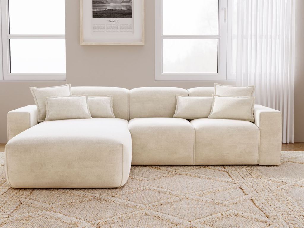 GrainGold Ecksofa L-Form Leni Links - Moderne Ecksofa, Wohnzimmer Sofa - Eckcouch Beige (Havana 740)