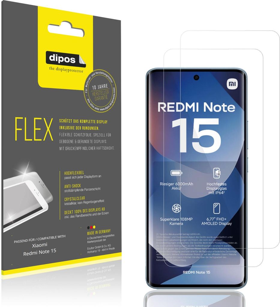 2x dipos Flex Xiaomi Redmi Note 15 Zdjęcie produktu 