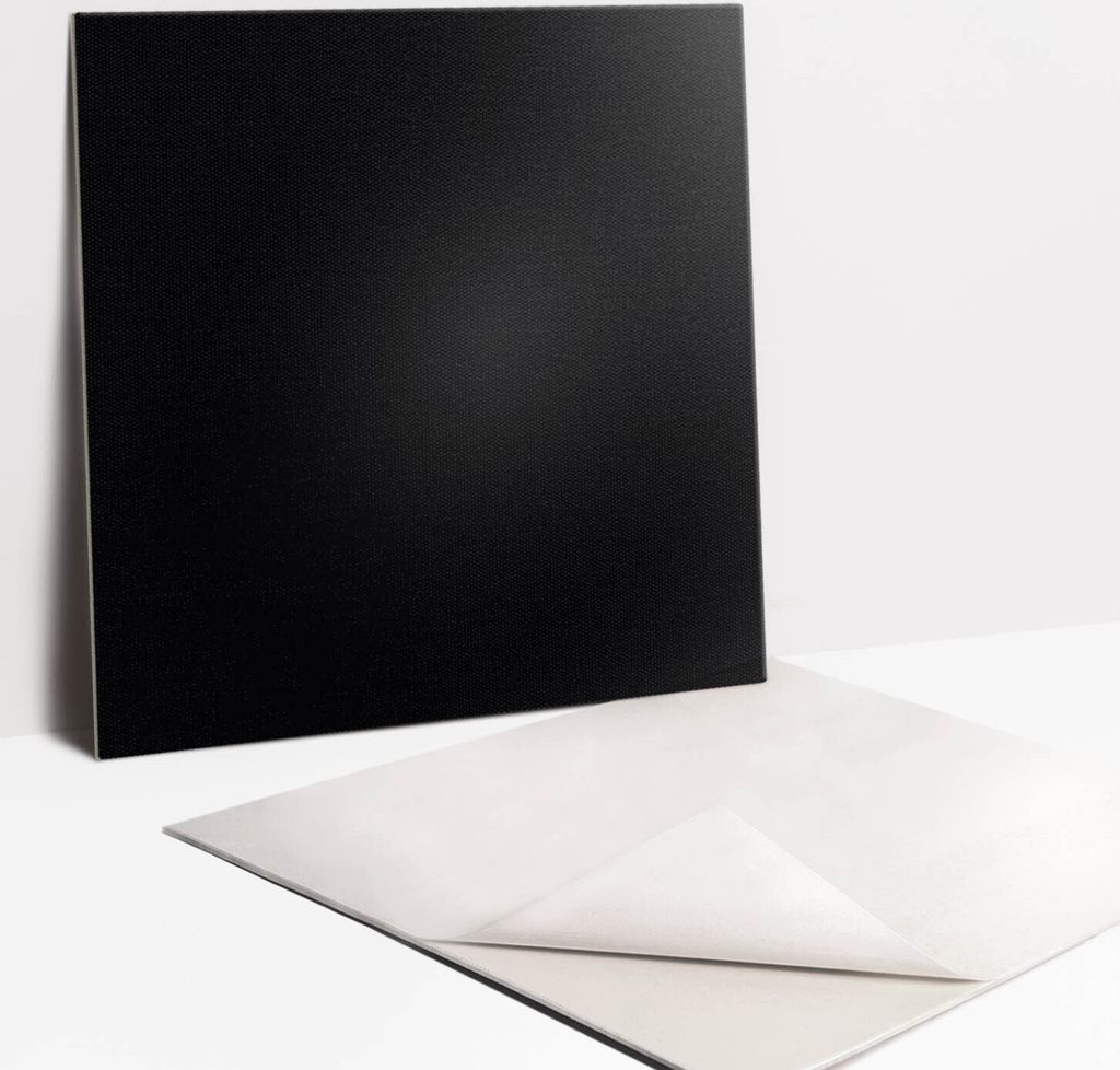 Fliesenaufkleber Set für Bad und Küche - 9 Fliesen Selbstklebend PVC - 30 x 30 - Schwarze Farbe