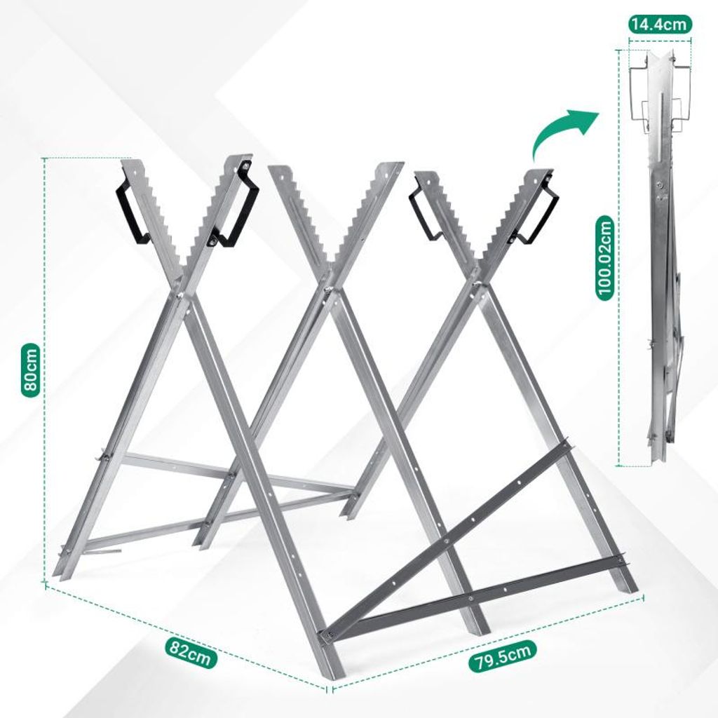 Izrielar Cavalletto Pieghevole Per Sega 81x80x80 Cm, Supporto Per Legna Da Ardere Con Portata 150 Kg, Acciaio Zincato
