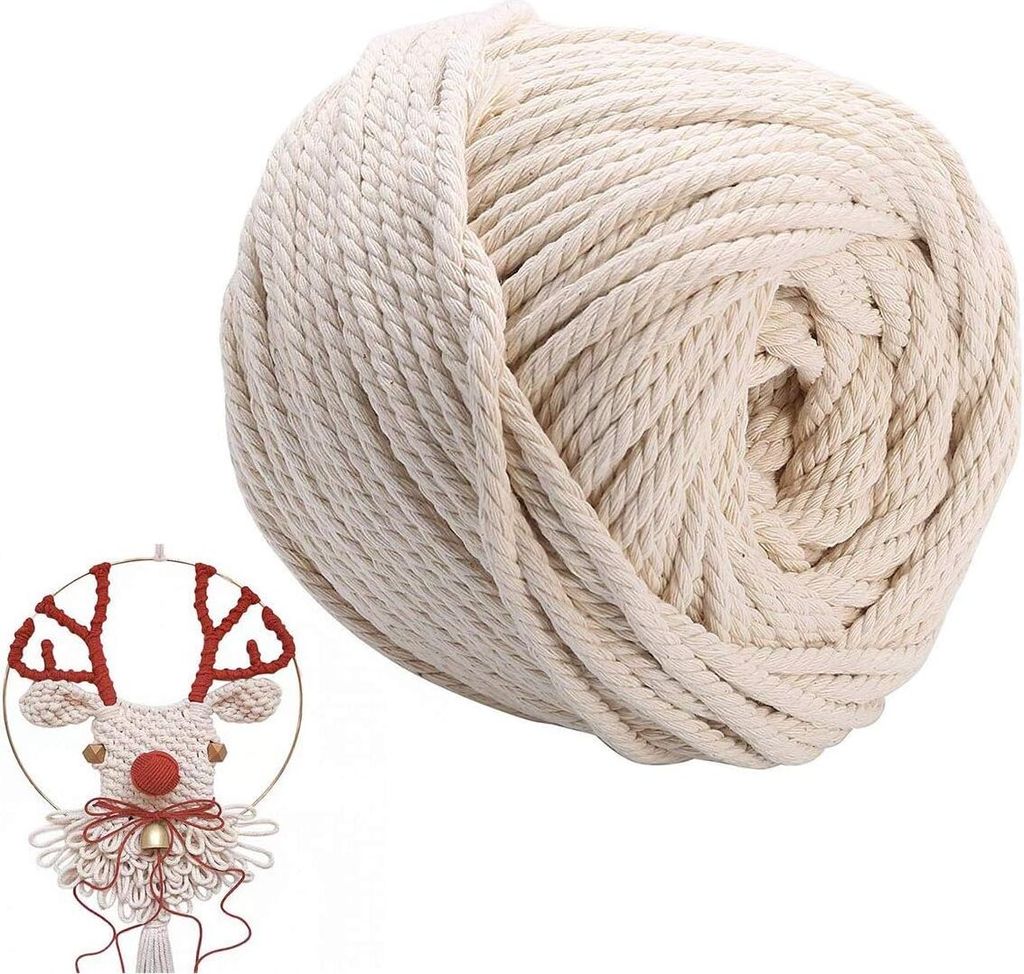 Makrameegarn 5mm, Baumwollgarn, Baumwollkordel, Strickarbeiten, Kettgarn, Baumwollkordel für DIY Basteln, Kunsthandwerk, Wandbehang, Pflanzenhäng...