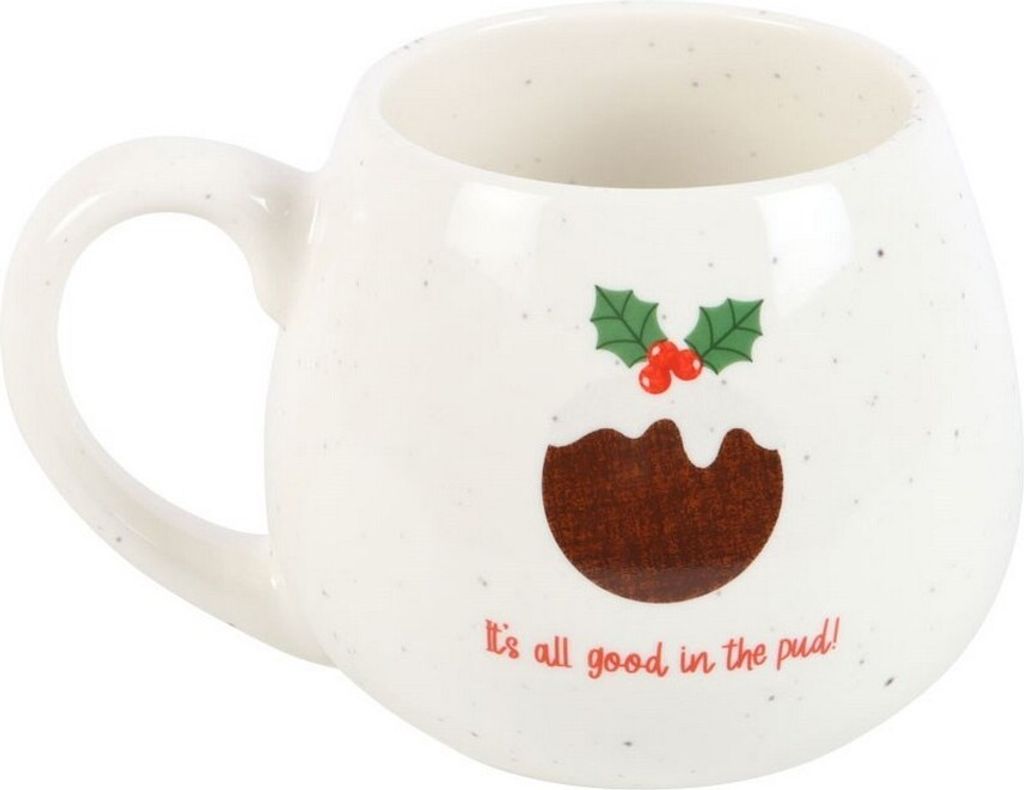 Something Different - Kaffeebecher "All Good In The Pud", Abgerundet, weihnachtliches Design SD6083 (Einheitsgröße) (Weiß)