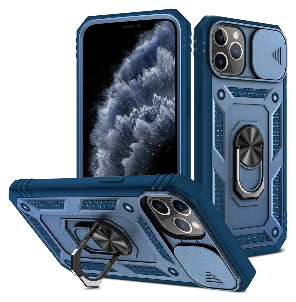 Cover Blu iPhone 11 Pro Max con Portacarte e Protezione Lenti