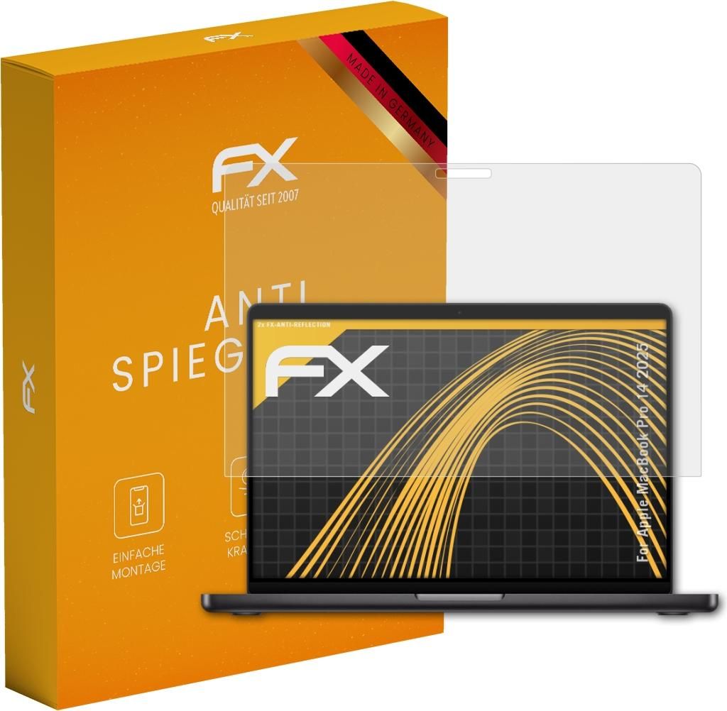 atFoliX FX-Antireflex 2x Schutzfolie kompatibel mit Apple MacBook Pro 14 (2025) Displayfolie