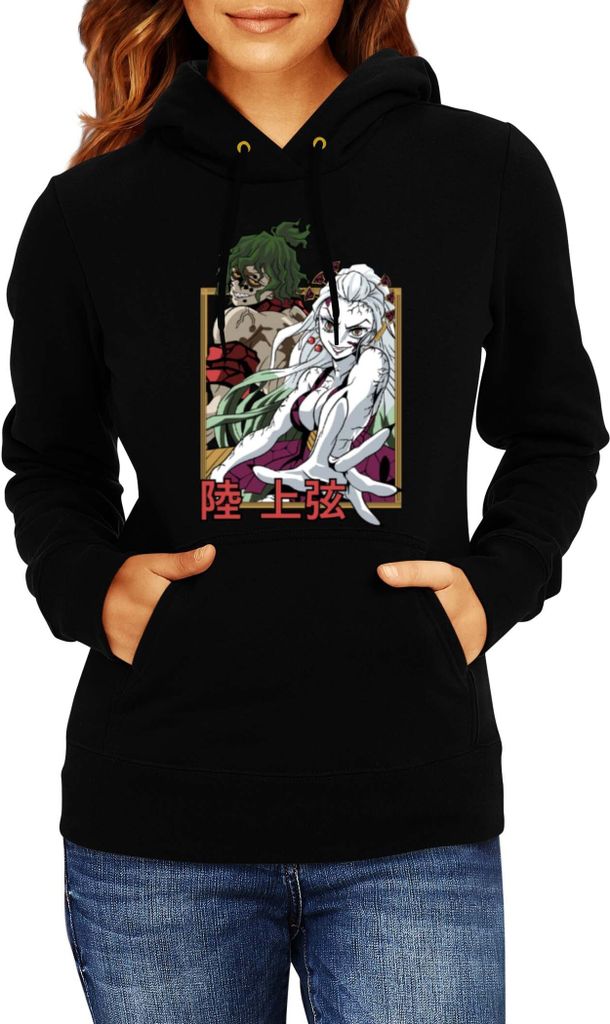 Damen Kapuzenpullover Japan Anime Manga Demon Anime Slayer Daki & Gyutaro, Lady XL / Schwarz