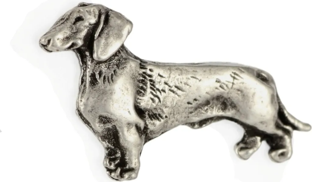 Décoration de revers Teckel poil dur Art-Dog, broche argentée de luxe
