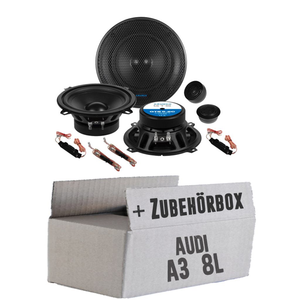 Lautsprecher Boxen Crunch GTS5.2C - 13cm 2-Wege System GTS 5.2C Auto Einbauzubehör - Einbauset passend für Audi A3 8L - justSOUND