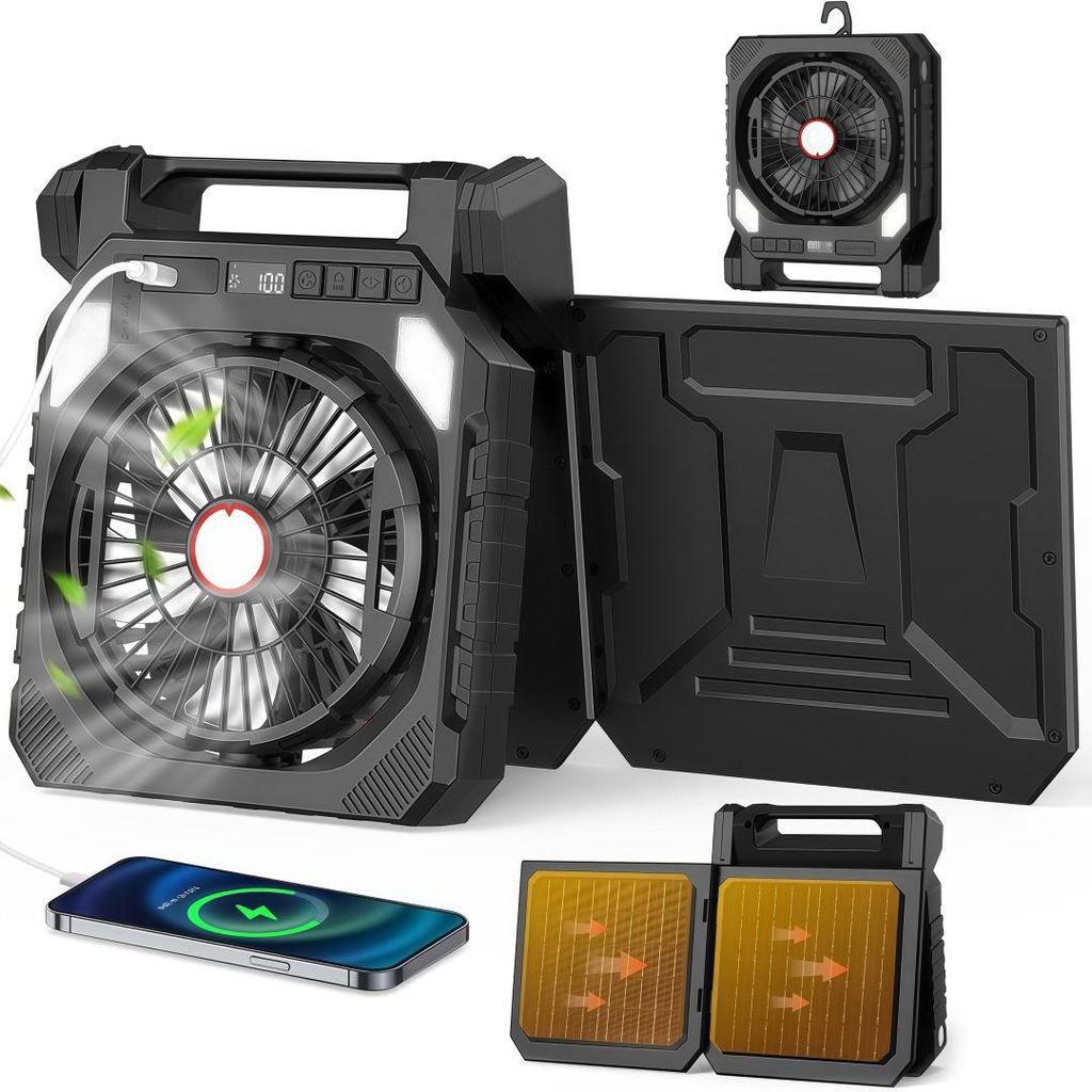 4-in-1 Solarventilator, 20000 mAh,Oszillation 80°,2 Produktbild 
