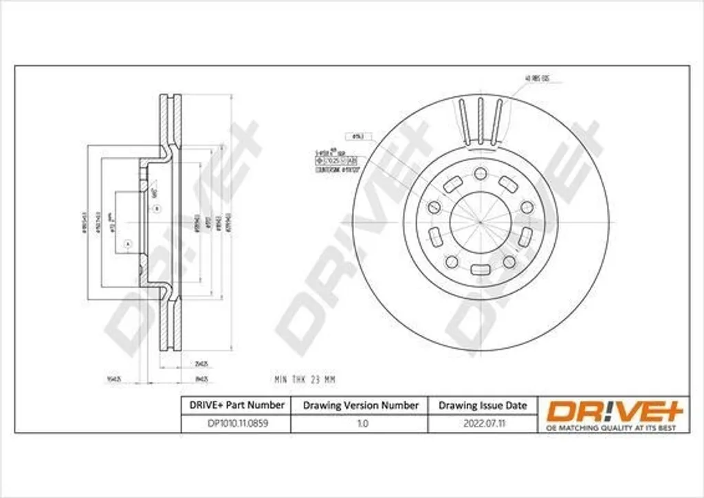 Disque de frein anti-vibration DP1010.11.0859 avant Mazda 3 et 5