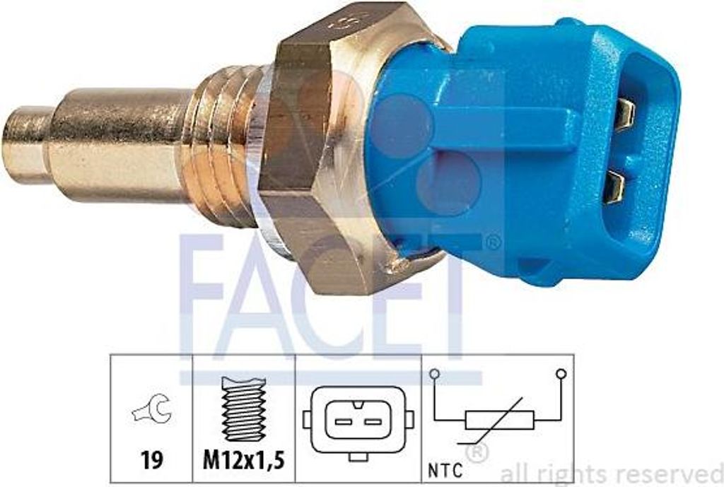 FACET 73143 Kühlmitteltemperatursensor OE 46477022 kompatibel mit Alf. 155, Jumper, Cinquecento, Coupe, Croma, Ducato, Marea, Palio, Panda, Punto,...
