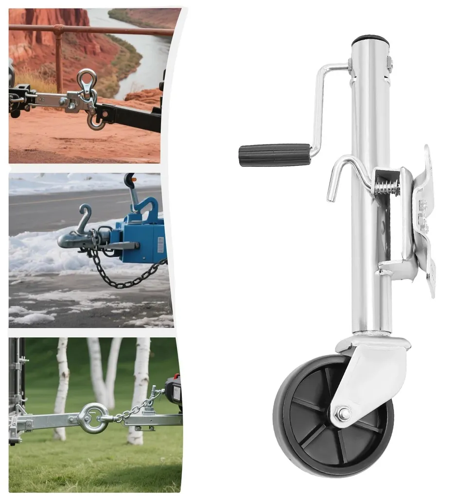 Cric de remorque pivotant 540 kg avec roue jockey de 15 cm robuste