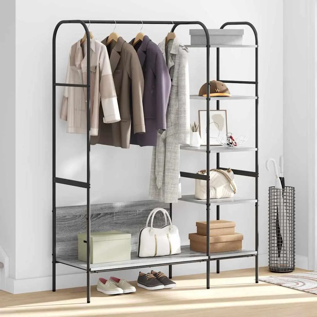 vidaXL Appendiabiti Grigio 120x44x160 cm con Ripiani - Salvaspazio Casa - 4