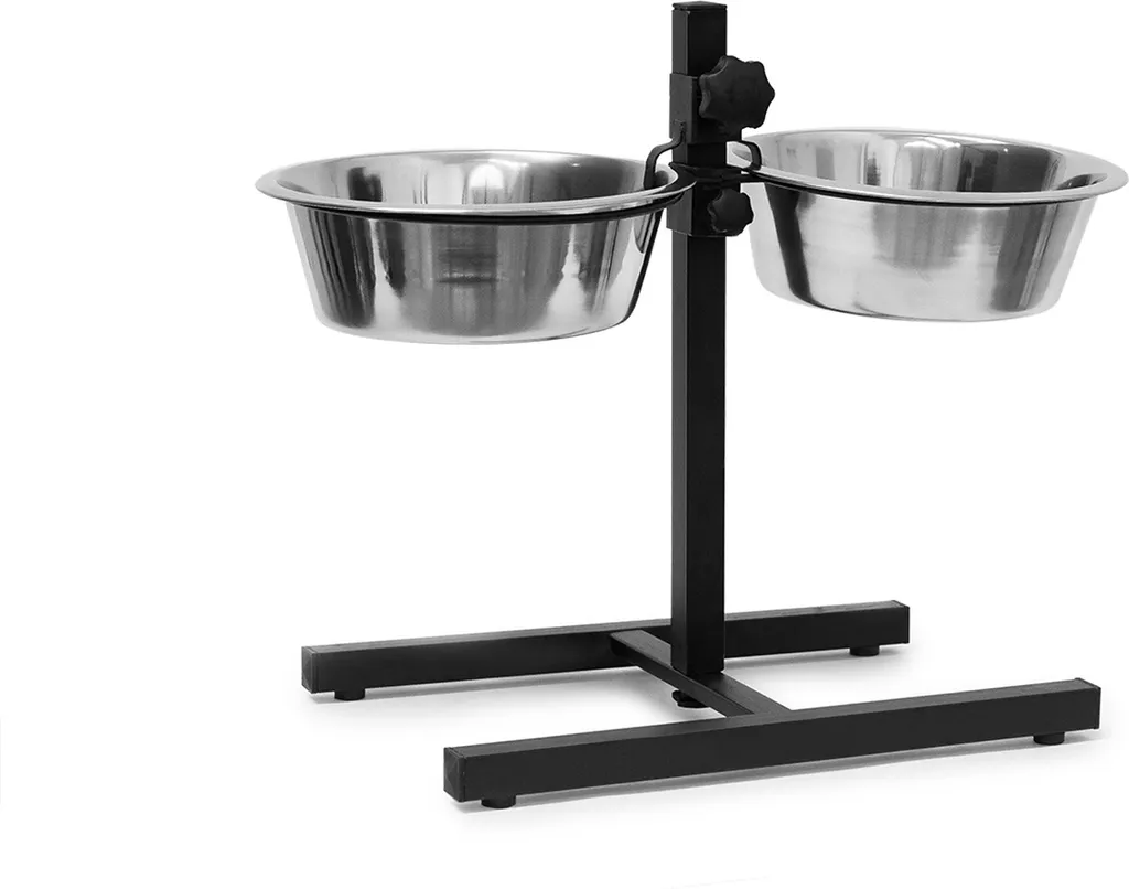 Relaxdays Station Alimentaire Chien Réglable en Hauteur avec 2 Écuelles