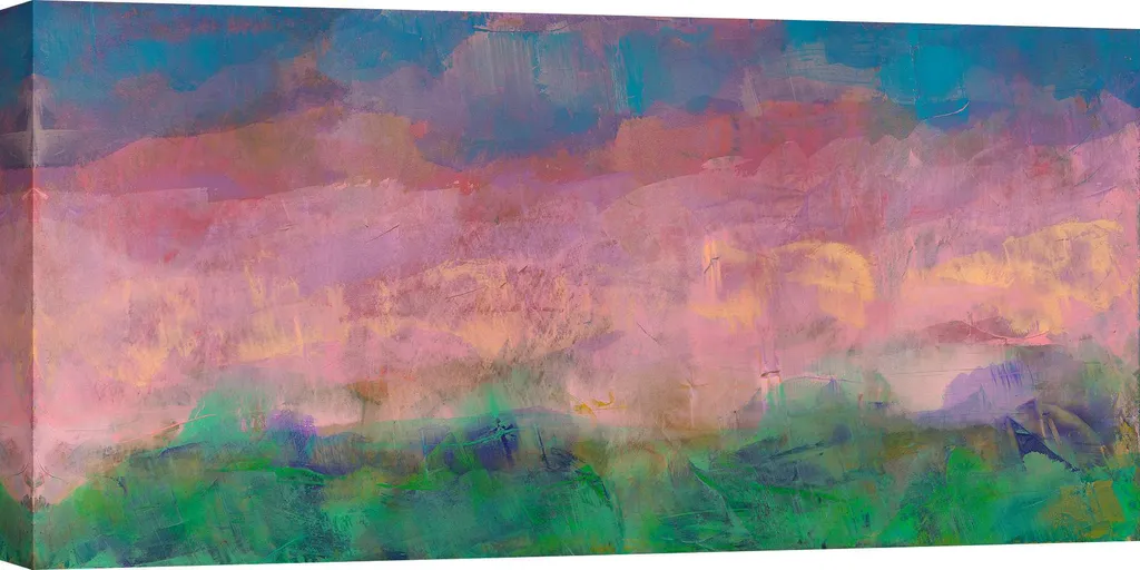Tableau abstrait Italo Corrado Brouillard sur la jungle 70x35 cm