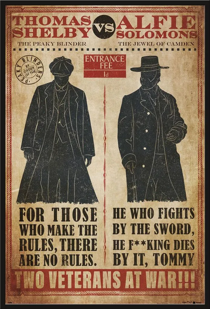 Affiche Peaky Blinders Thomas vs Alfie avec cadre Shinsuke noir 61x91,5 cm
