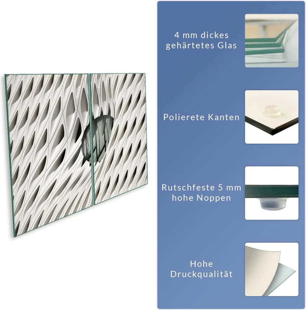 Piastra Copertura Fornelli 2x 40x52 Bianco Astratto | Protezione Top - 8