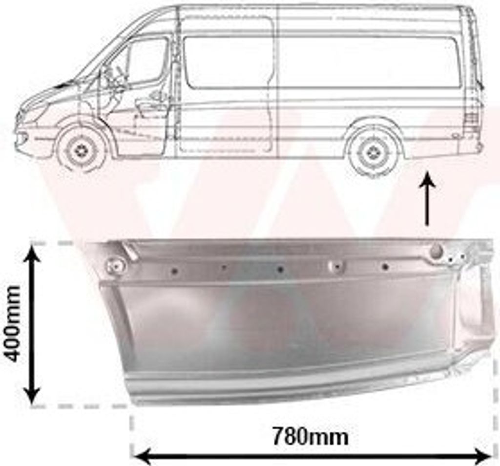 VAN WEZEL Seitenwand Reparaturblech für VW CRAFTER 30-50 Kasten (2E) CRAFTER 30-35 Bus (2E) passend für MERCEDES-BENZ SPRINTER 3,5-t Kasten (906)