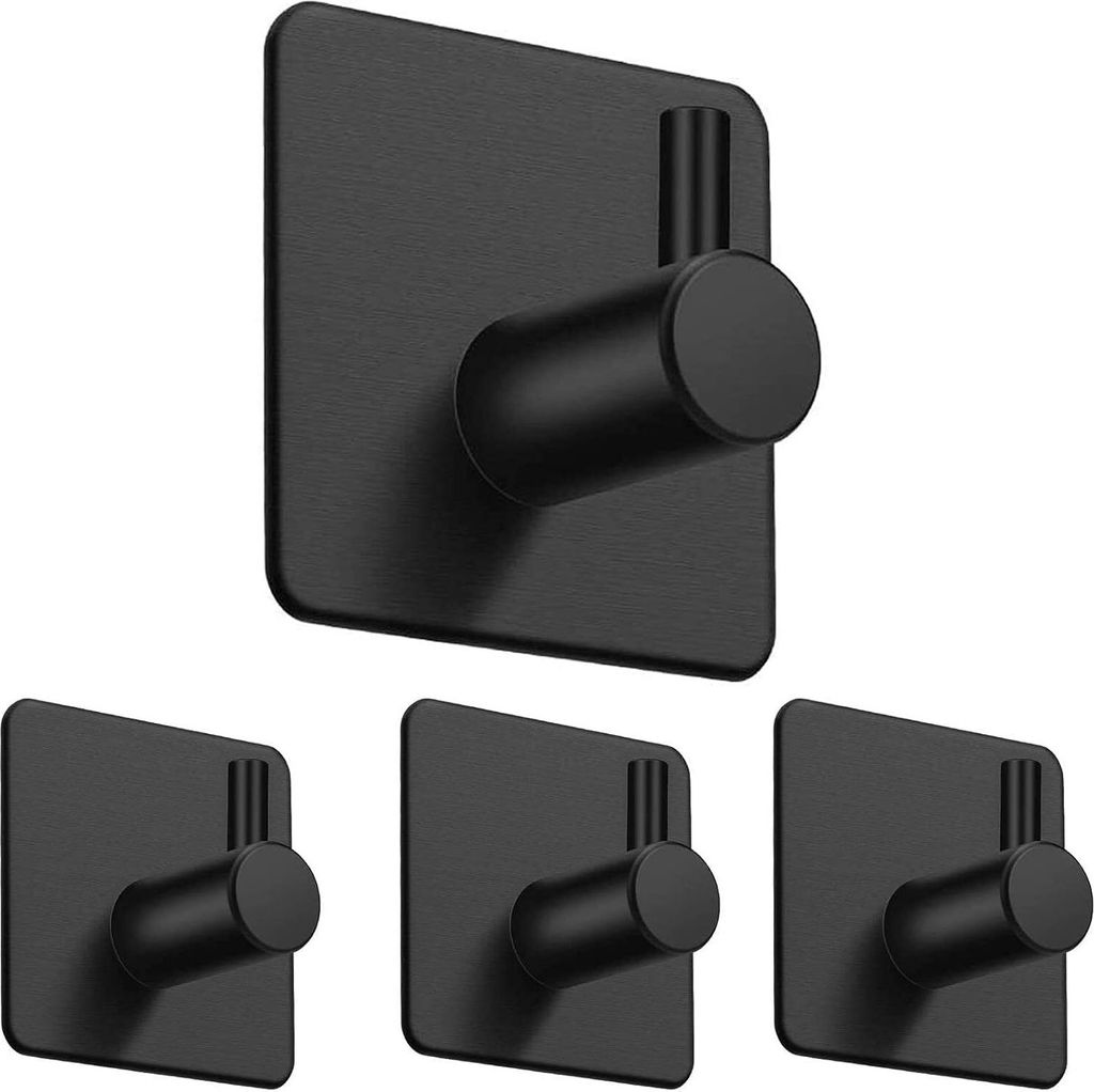4 Stück Handtuchhaken Handtuchhalter Wandhaken Klebehaken Selbstklebend aus Edelstahl, Ohne Bohren, Rostfrei, Ideal für Badzimmer Küche Büro