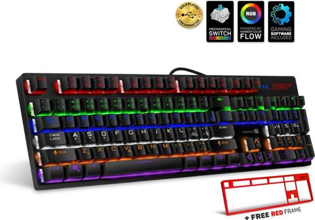 Connect IT NEO+, Kabelgebunden, USB, Mechanischer Switch, QWERTY, RGB-LED, Schwarz