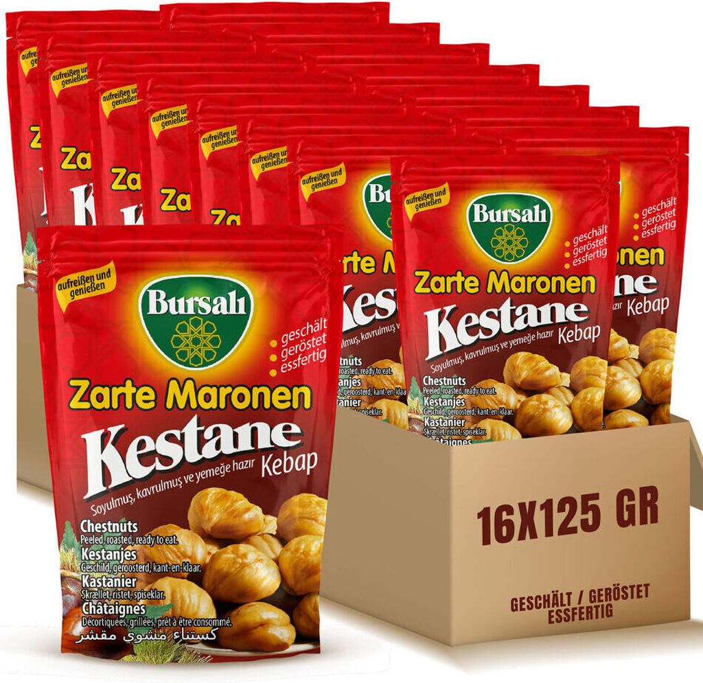 16x Sultan Set Zarte Maronen geschält geröstet essfertig Esskastanien gekocht
