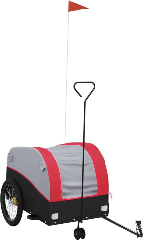 vidaXL Fahrradanhänger Schwarz und Rot 45 kg Eisen