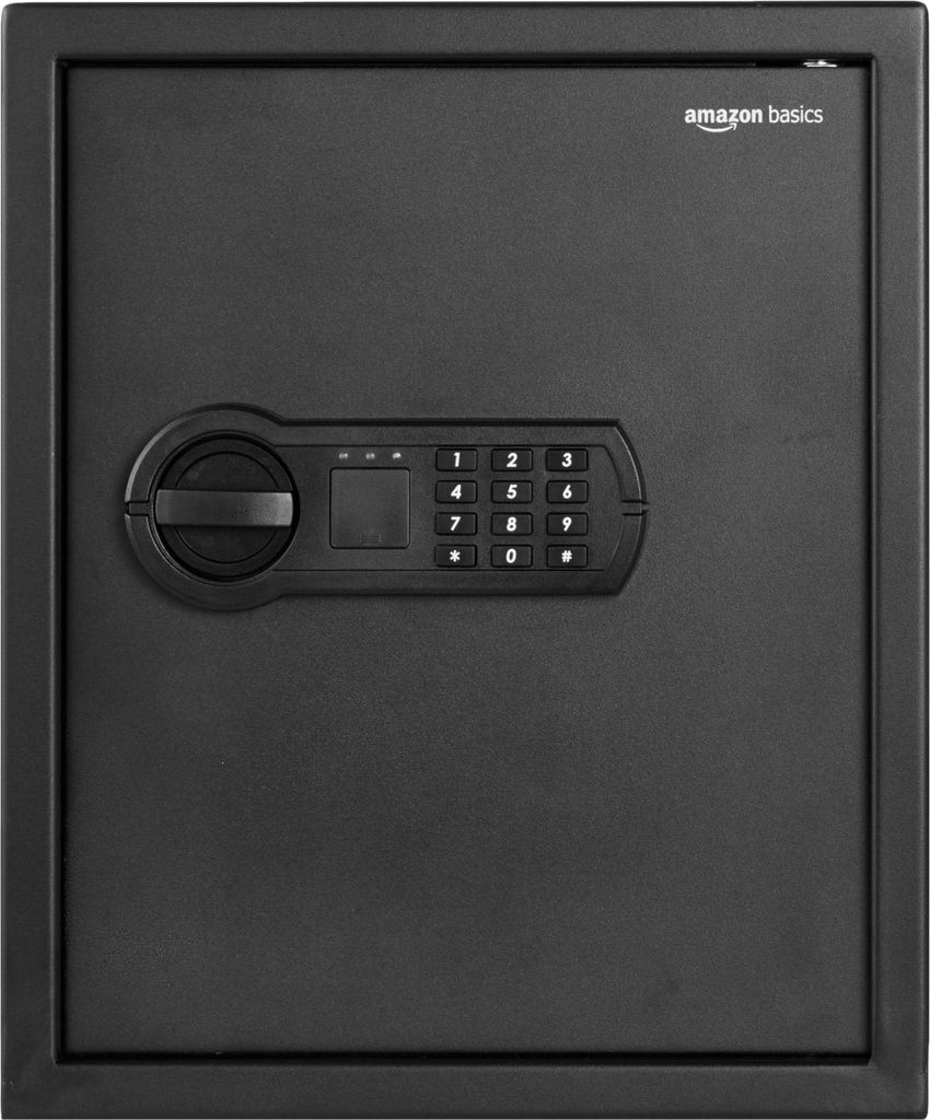 Amazon Basics Elektronischer Tresor aus Stahl mit programmierbarem digitalem Tastenfeld für Schmuck, Geld, Wertsachen, 43 l, 35 cm x 33 cm x 42 cm