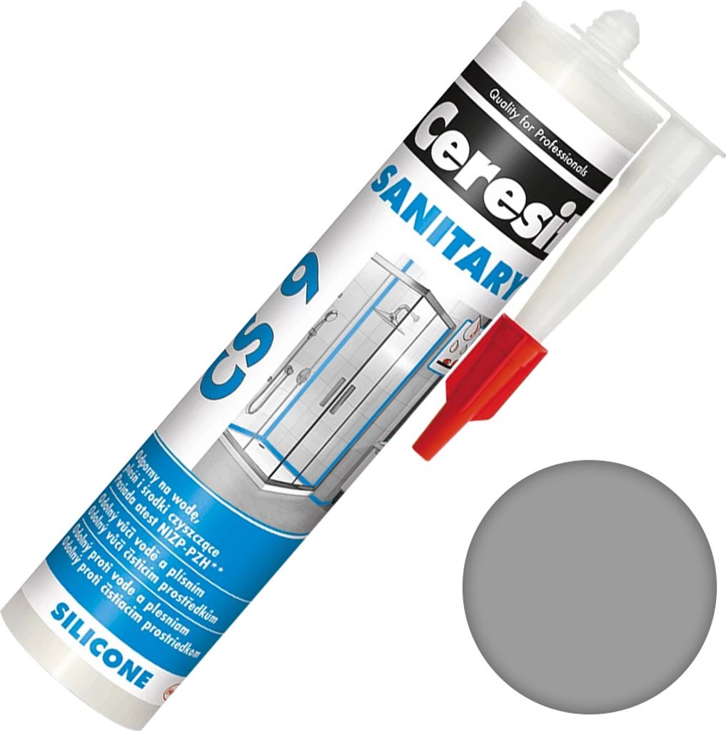 Ceresit Sanitärsilikon CS9 Grau 280ml Bad Küche Schimmelresistent Dichtung