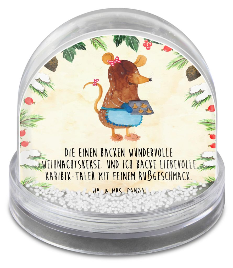 Mr. & Mrs. Panda Schneekugel Weihnachten Maus Kekse - Naturpapier - Geschenk, dekoartikel, glitzerkugel, Plätzchen, Backen, schnee kugel, Weihnach...