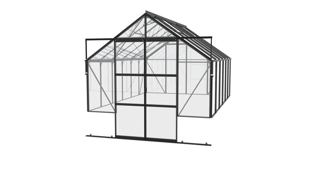 A 3D rendering of a greenhouse.