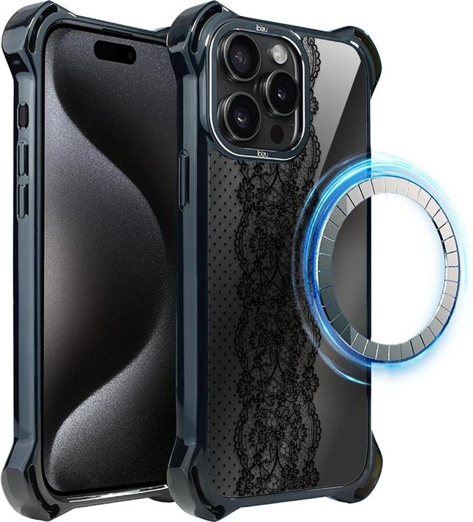 Schutzhülle für das iPhone 15 Pro Max, MagSafe-kompatibel, verstärkte Ecken, schwarz, Modell mit Spitze