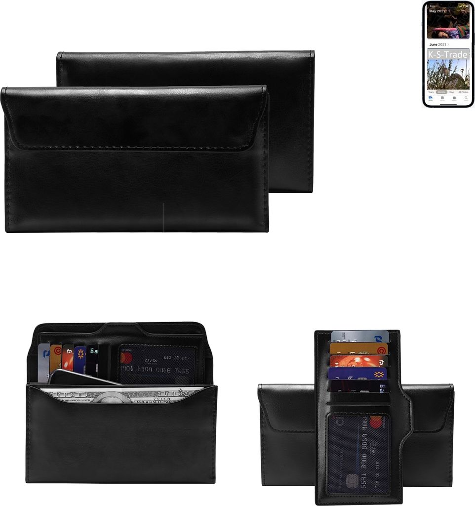 K-S-Trade Handy Hülle kompatibel mit Apple iPhone 13 Pro Schutz Hülle Tasche Schutz Case Handytasche Kunstleder schwarz, 1x